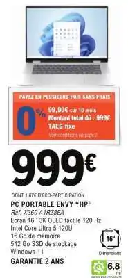 E.Leclerc PC PORTABLE ENVY “HP” offre