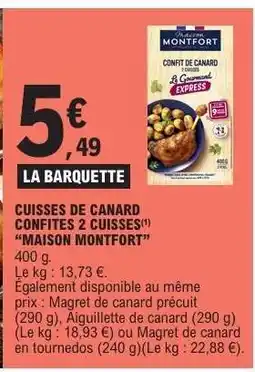 E.Leclerc CUISSES DE CANARD CONFITES 2 CUISSES 'MAISON MONTFORT' offre