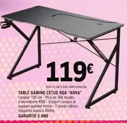 E.Leclerc TABLE GAMING CETUS RGB “NOVA” offre