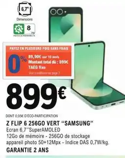 E.Leclerc Z FLIP 6 256GO VERT “SAMSUNG” offre