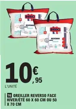 E.Leclerc OREILLER REVERSO FACE HIVER/ÉTÉ offre