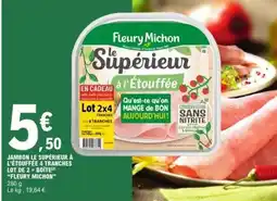 E.Leclerc JAMBON LE SUPÉRIEUR À L'ÉTOUFFÉE 4 TRANCHES LOT DE 2 + BOÎTE offre