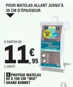E.Leclerc Protège Matelas 90 x 190 cm 'Iris' Grand Bonnet offre