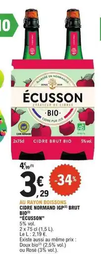 E.Leclerc CIDRE NORMAND IGP BRUT BIO offre
