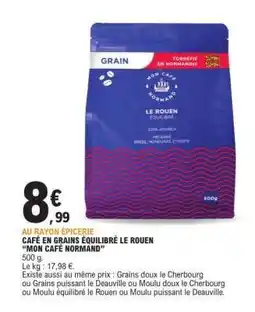 E.Leclerc Café en grains équilibré Le Rouen 'Mon Café Normand' offre