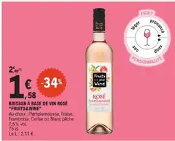 E.Leclerc BOISSON À BASE DE VIN ROSÉ 'FRUITS&WINE' offre