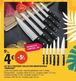 E.Leclerc LOT DE 6 COUTEAUX COLLECTION INDISPENSABLE 'HOMESIDE' offre