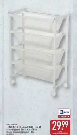 ALDI HOME CREATION Étagère en métal à roulettes offre