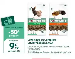 Truffaut VERSELE LAGA Avec la carte fidélité Cuni Adult ou Complète Cavia offre