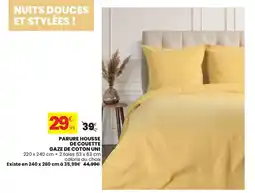 Stokomani Parure housse de couette gaze de coton uni offre