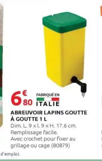 Rural Master Abreuvoir lapins goutte à goutte offre