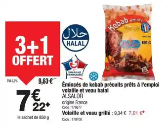 Promocash ALSALOR Émincés de kebab précuits prêts à l'emploi volaille et veau halal offre
