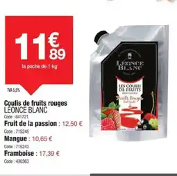 Promocash LÉONCE BLANC Coulis de fruits rouges offre