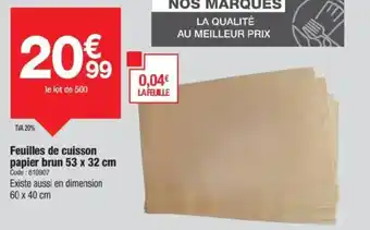Promocash Feuilles de cuisson papier brun offre