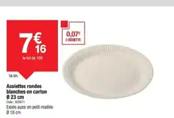 Promocash Assiettes rondes blanches en carton offre