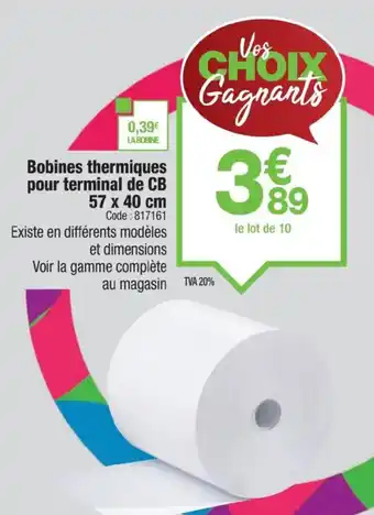 Promocash Bobines thermiques pour terminal de CB offre