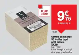 Promocash SAXO Carnets commande 50 feuilles dupli petit modèle offre