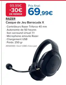 Costco RAZER Casque de Jeu Barracuda X offre