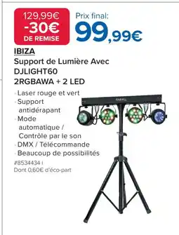 Costco IBIZA Support de Lumière Avec DJLIGHT60 2RGBAWA +2 LED offre