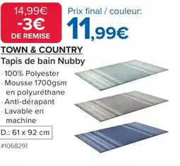 Costco TOWN & COUNTRY Tapis de bain Nubby offre