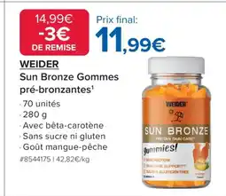 Costco WEIDER Sun Bronze Gommes pré-bronzantes offre