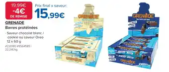 Costco GRENADE Barres protéinées offre