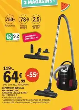 E.Leclerc ASPIRATEUR AVEC SAC ROWENTA offre