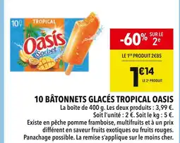 Supeco Oasis 10 bâtonnets glacés tropical offre
