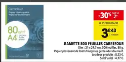 Supeco Carrefour Ramette 500 feuilles offre