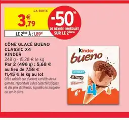 Intermarché Contact KINDER Cône glacé bueno classic x4 offre