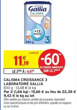 Intermarché Contact LABORATOIRE GALLIA Calisma croissance 3 offre
