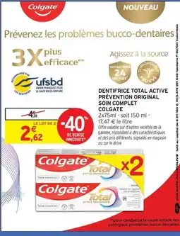 Intermarché Contact COLGATE Dentifrice total active prévention original soin complet offre