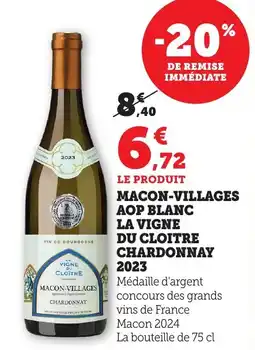 Bi1 Macon-villages aop blanc la vigne du cloitre chardonnay offre