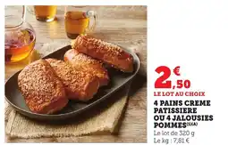 Bi1 4 pains creme patissiere ou 4 jalousies pommes offre