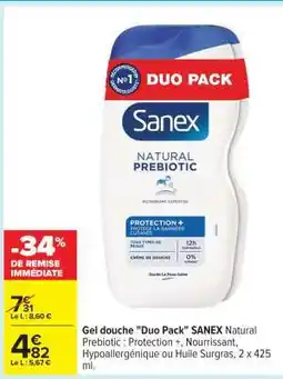 Carrefour Gel Douche Duo Pack SANEX offre