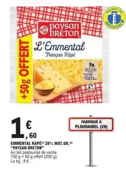 E.Leclerc Emmental Râpé 28% Mat.Gr offre