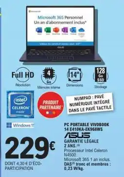 E.Leclerc PC PORTABLE VIVOBOOK 14 E410KA-EK968WS offre