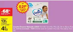 Carrefour Couches Douceur Naturelle LOTUS offre