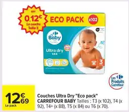 Carrefour Couches Ultra Dry Eco pack offre