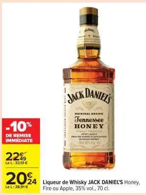Carrefour Liqueur de Whisky JACK DANIEL'S offre