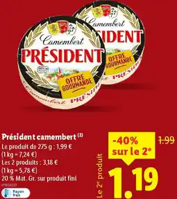 Lidl Président camembert offre