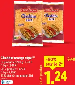 Lidl Cheddar orange râpé offre
