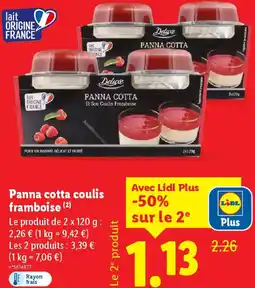 Lidl Panna cotta coulis framboise offre