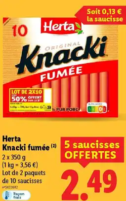 Lidl Herta Knacki fumée offre