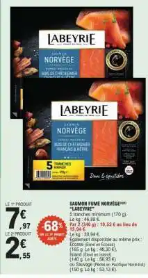 E.Leclerc Saumon Fumé Norvège 'Labeyrie' offre