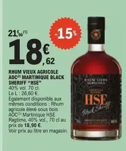 E.Leclerc Rhum Vieux Agricole AOC Martinique Black Sheriff HSE offre