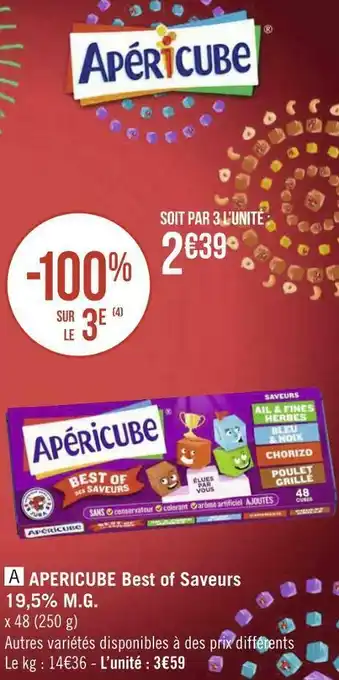 Géant Casino Apericube apericube best of saveurs 19,5% m.g. offre