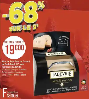 Géant Casino Labeyrie bloc de foie gras de canard du sud-ouest igp avec morceaux offre