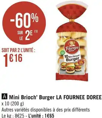 Géant Casino La fournee doree mini brioch’ burger offre