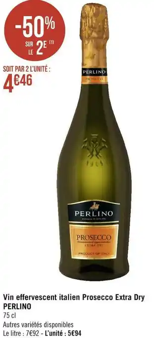 Géant Casino Perlino vin effervescent italien prosecco extra dry offre